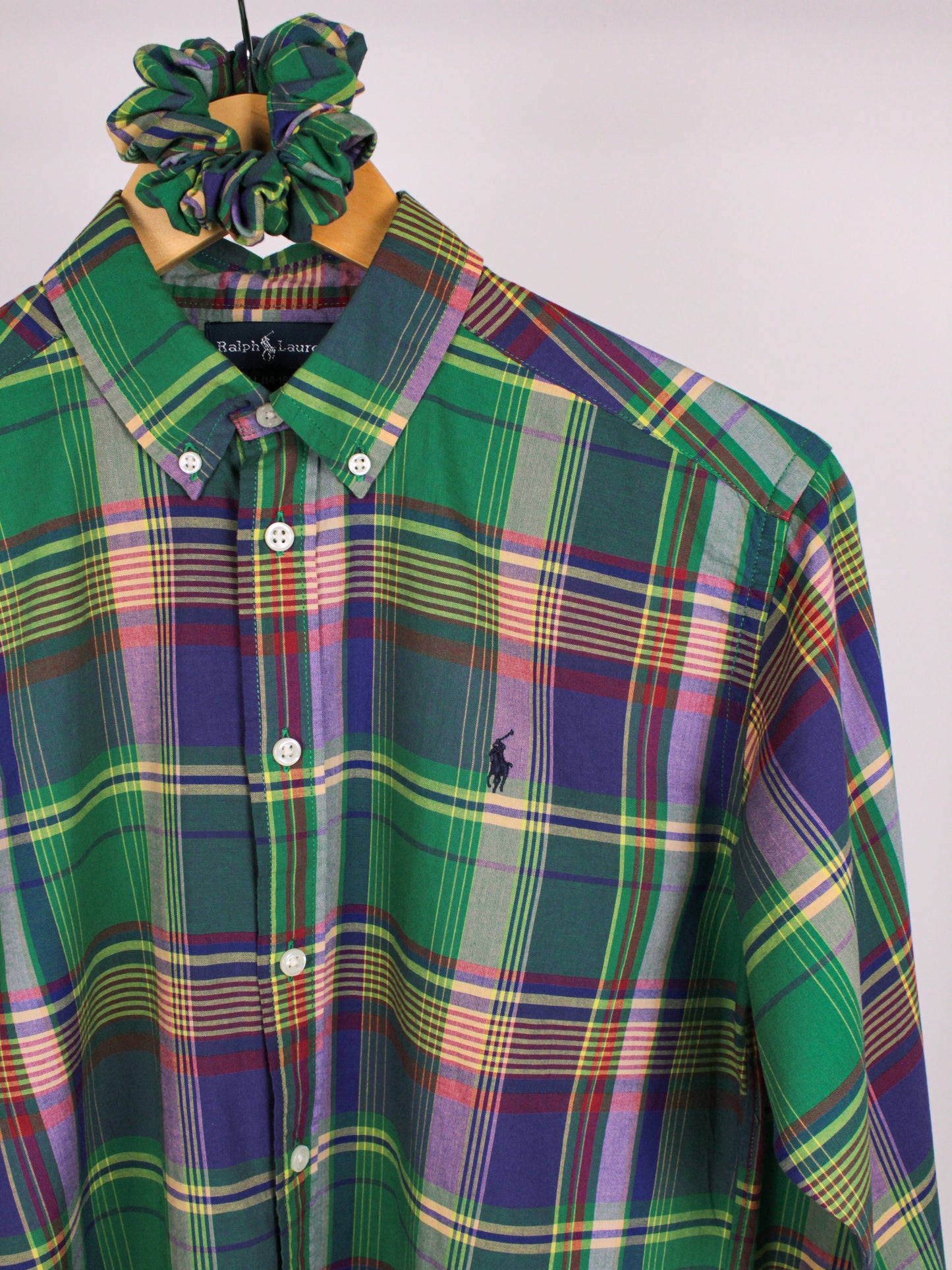 Camicia Vintage Ralph Lauren Cropped a Quadri con scrunchie
