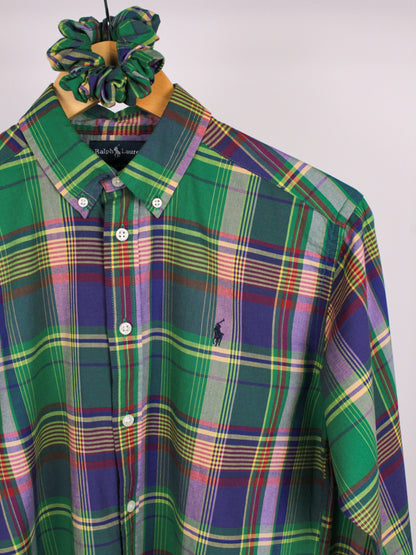 Camicia Vintage Ralph Lauren Cropped a Quadri con scrunchie