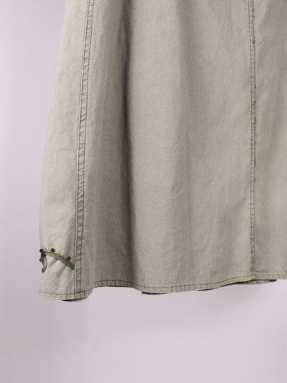 Gonna vintage in cotone con ricami e perline verde salvia – Y2K