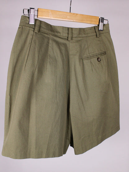 Bermuda vintage in cotone verde oliva con pinces – anni '90