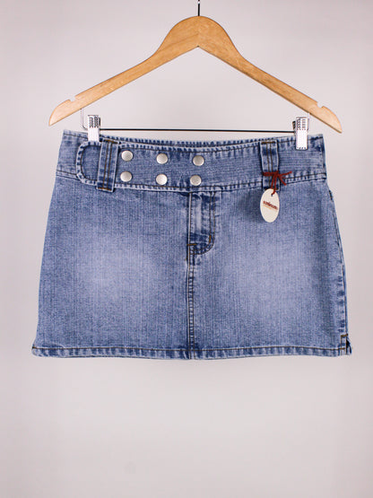 Minigonna denim vintage Y2K anni 2000 con cintura borchiata