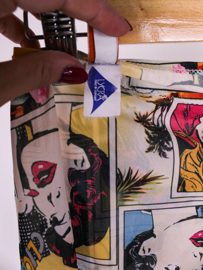 Pareo vintage Made in Italy in Lycra fantasia pop art – Y2K
