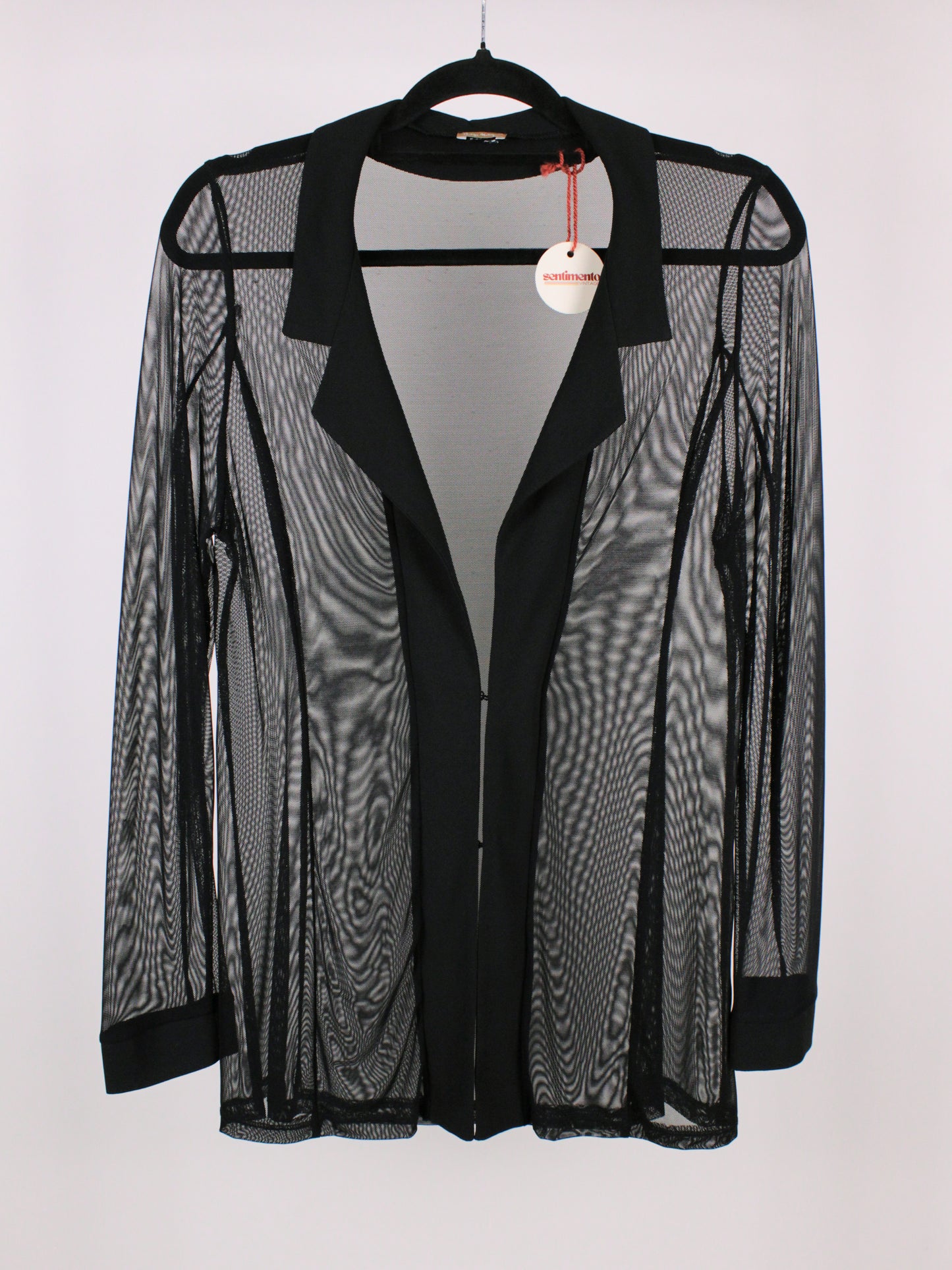 Camicia in tulle trasparente Philippe Matignon Vintage nera con colletto