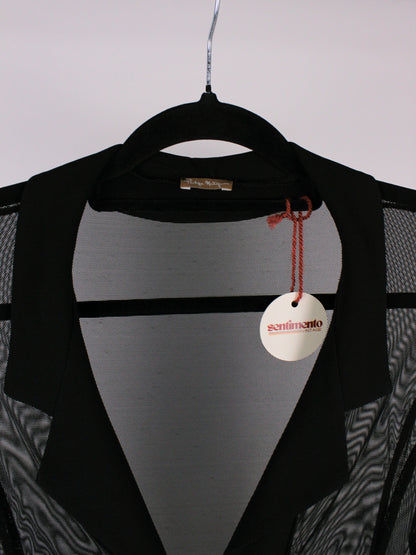 Camicia in tulle trasparente Philippe Matignon Vintage nera con colletto