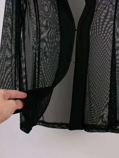 Camicia in tulle trasparente Philippe Matignon Vintage nera con colletto