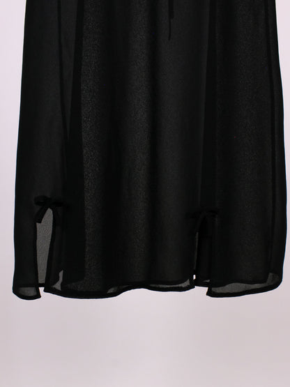 Sottoveste Vintage in Chiffon Nero con Scollo Posteriore e Laccetti