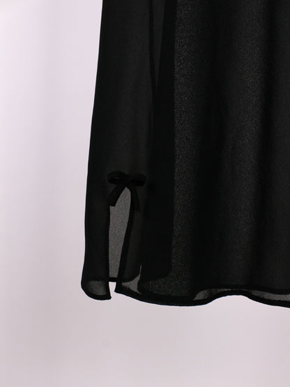 Sottoveste Vintage in Chiffon Nero con Scollo Posteriore e Laccetti