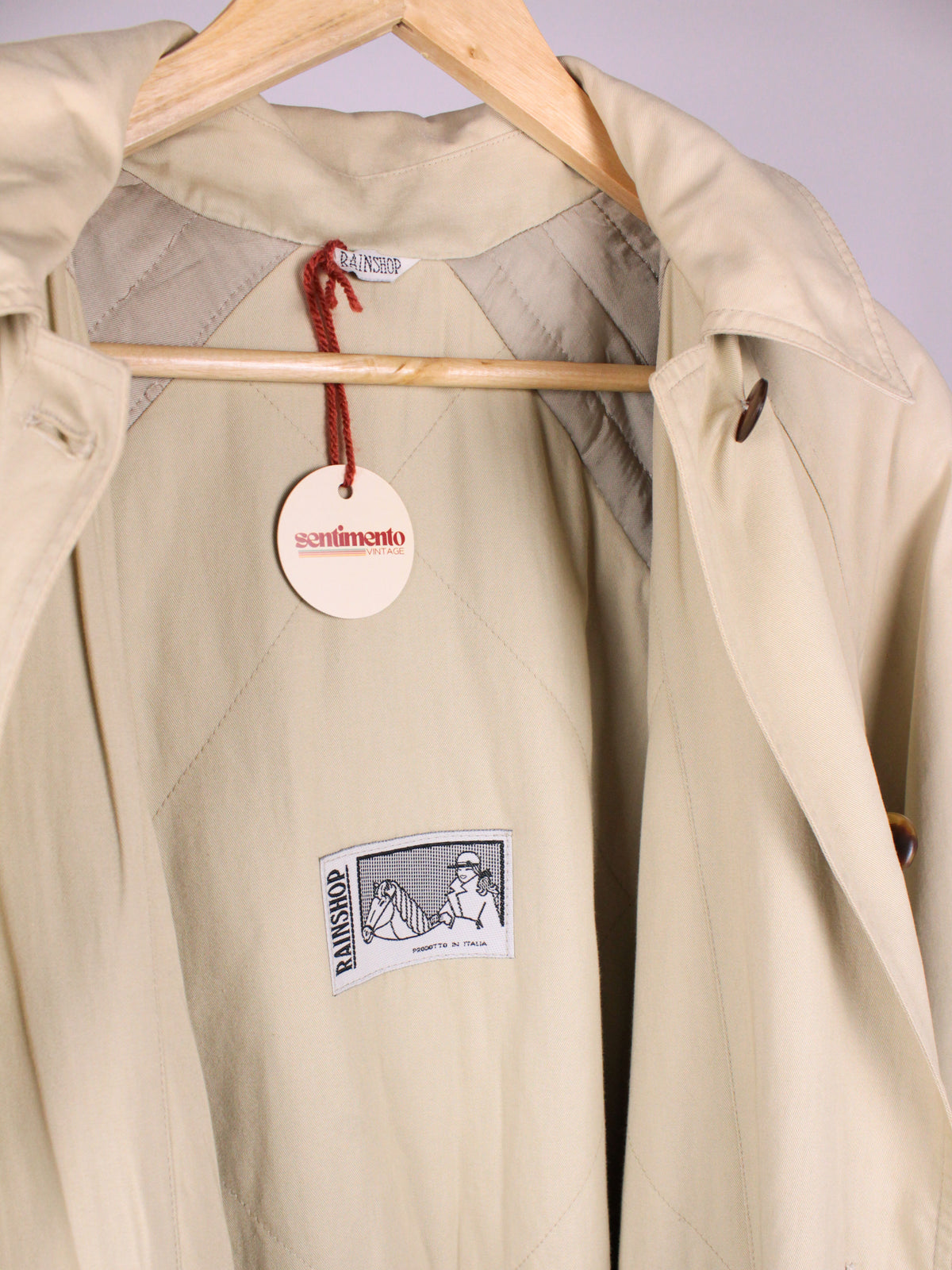Trench impermeabile vintage beige - Made in Italy