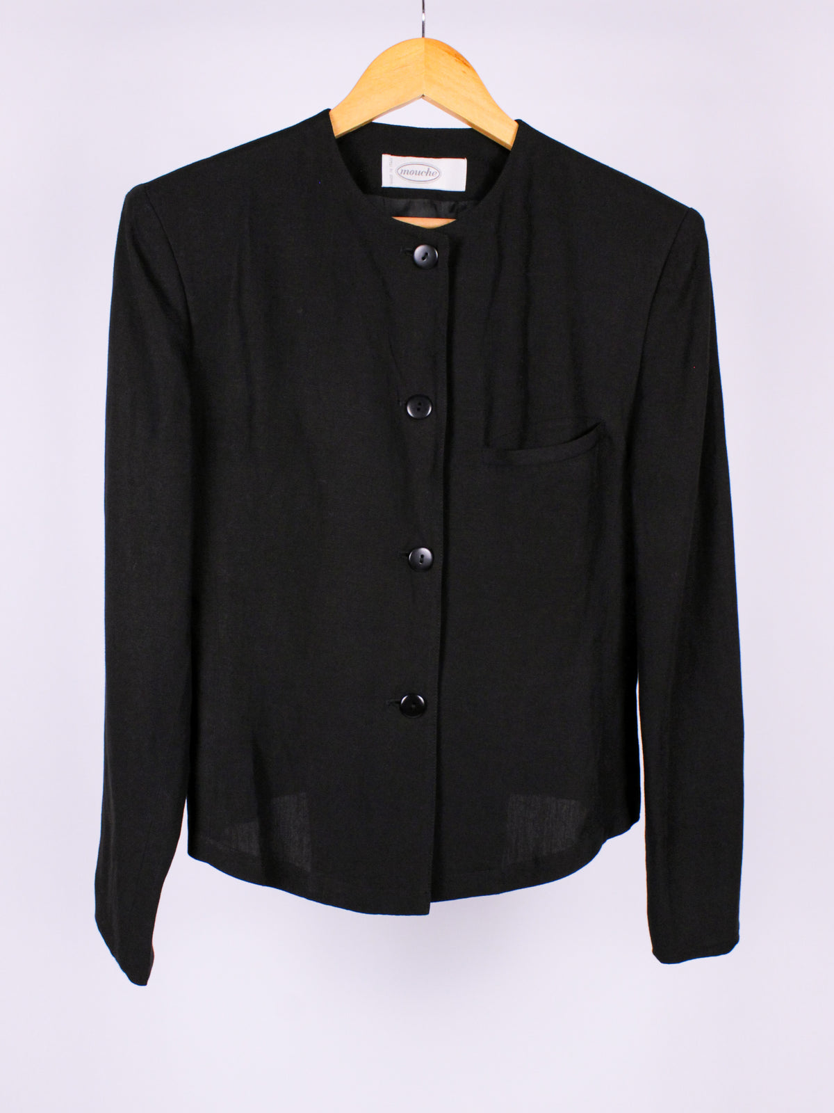 Giacca vintage nera in lino e viscosa – anni '80