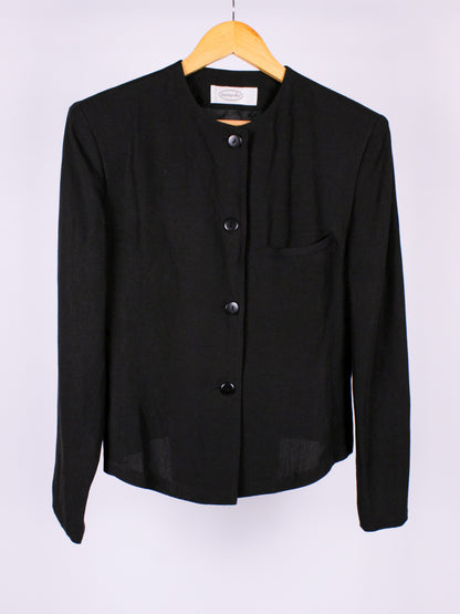 Giacca vintage nera in lino e viscosa – anni '80