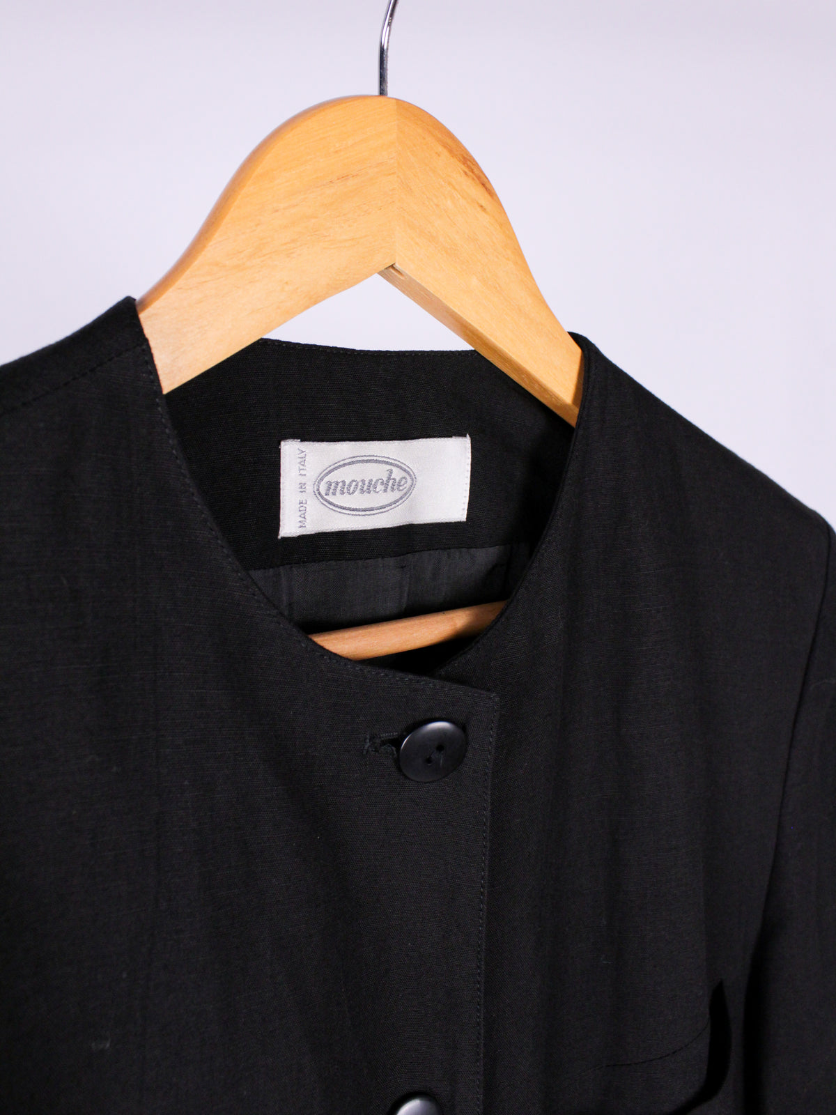 Giacca vintage nera in lino e viscosa – anni '80