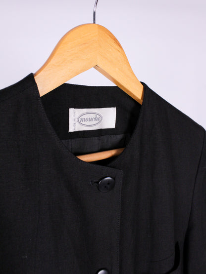 Giacca vintage nera in lino e viscosa – anni '80