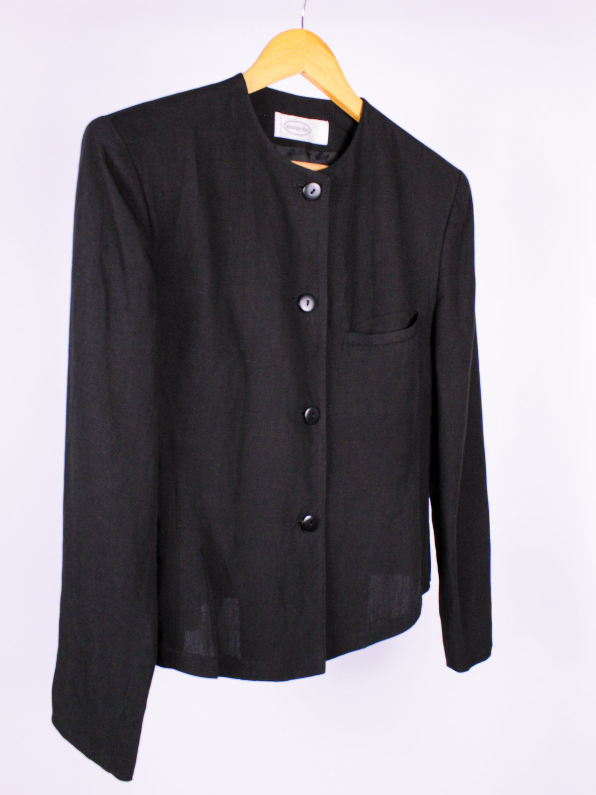 Giacca vintage nera in lino e viscosa – anni '80