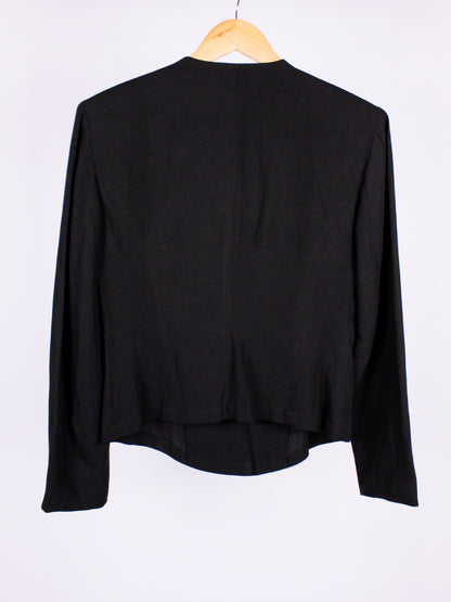 Giacca vintage nera in lino e viscosa – anni '80