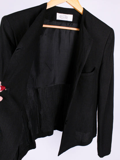 Giacca vintage nera in lino e viscosa – anni '80