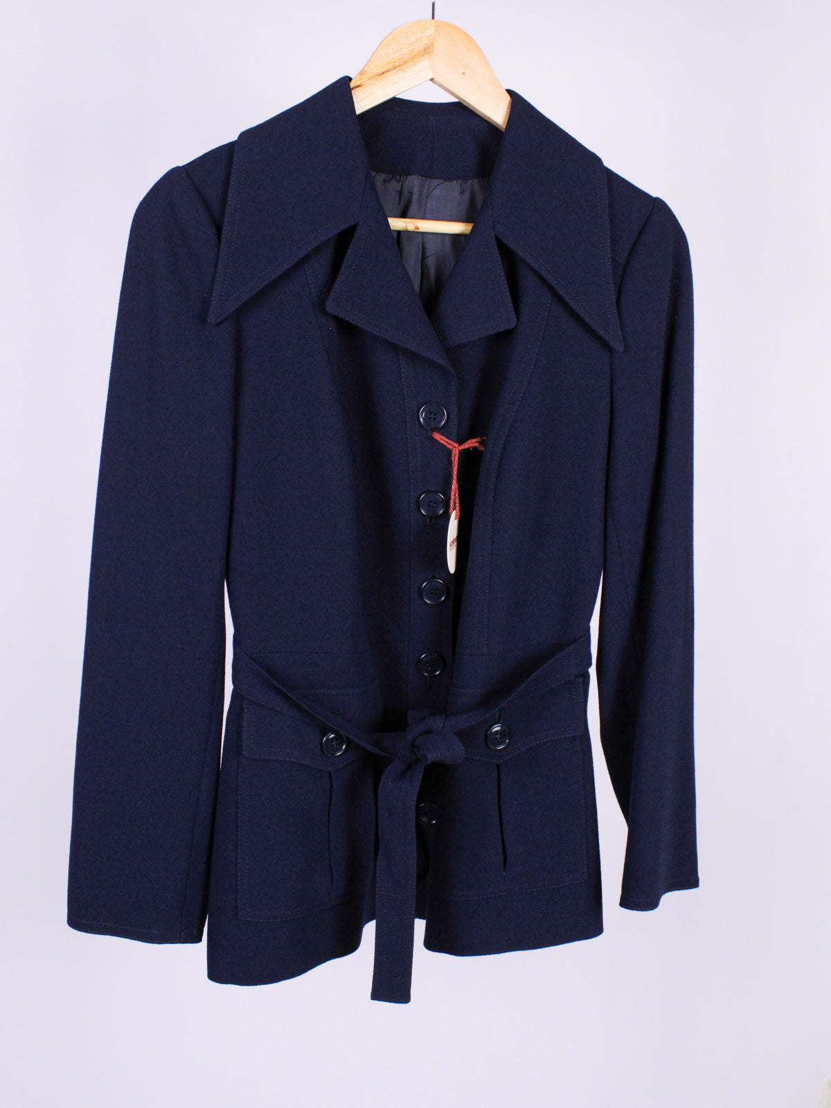 MAX MARA – Giacca vintage blu navy con cintura | Fine anni ’70