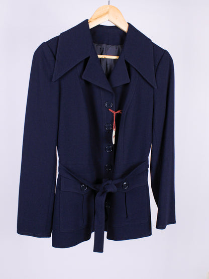 MAX MARA – Giacca vintage blu navy con cintura | Fine anni ’70