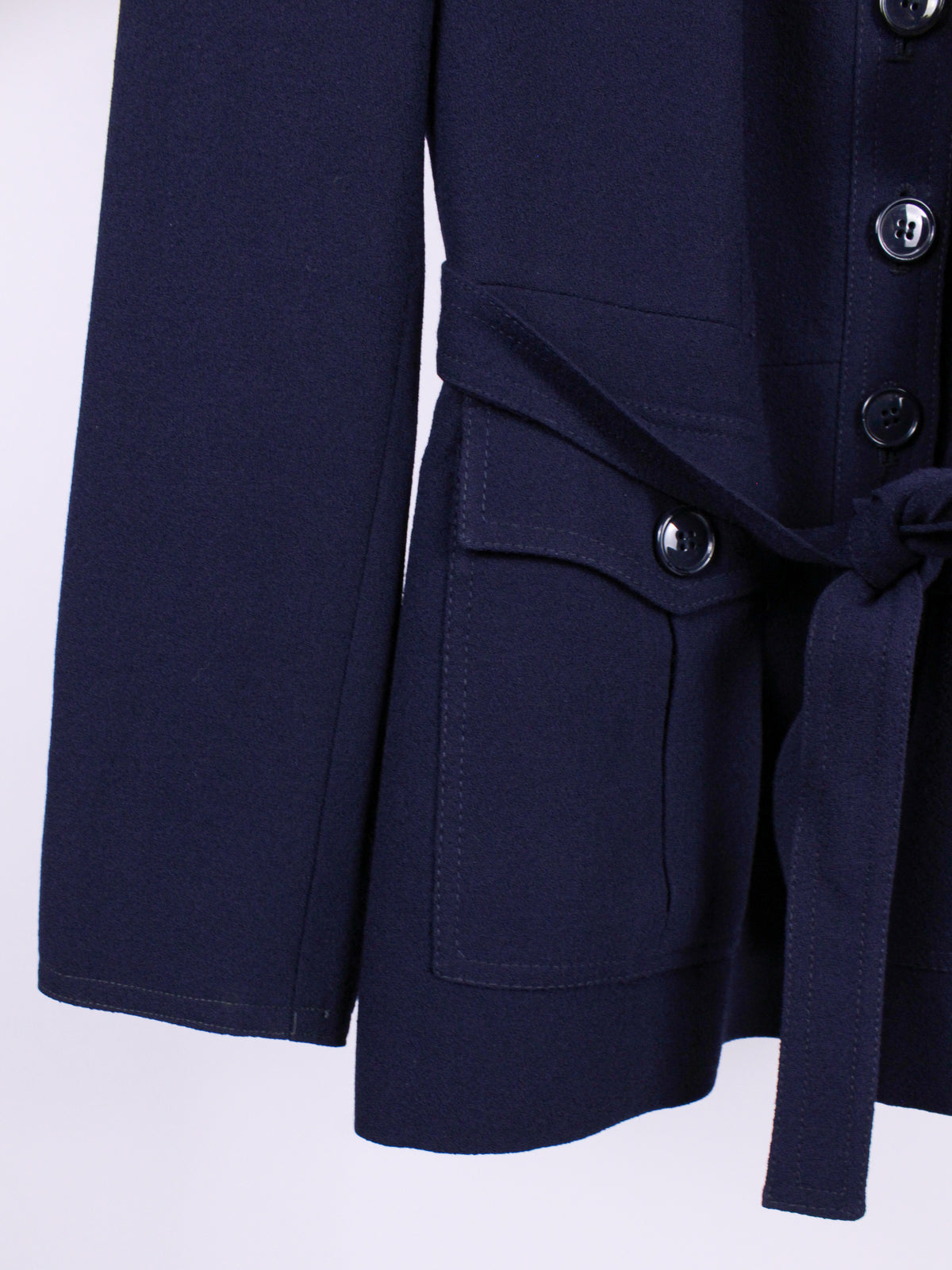 MAX MARA – Giacca vintage blu navy con cintura | Fine anni ’70