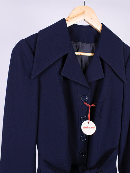 MAX MARA – Giacca vintage blu navy con cintura | Fine anni ’70