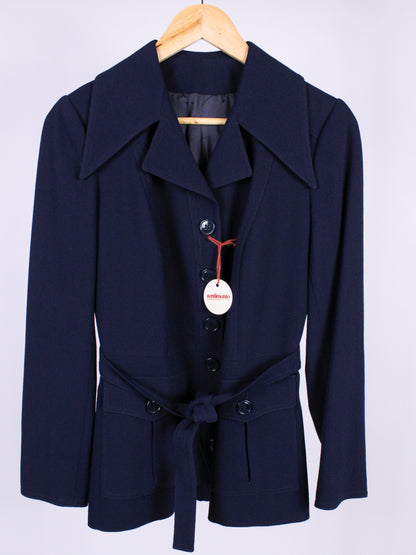 MAX MARA – Giacca vintage blu navy con cintura | Fine anni ’70