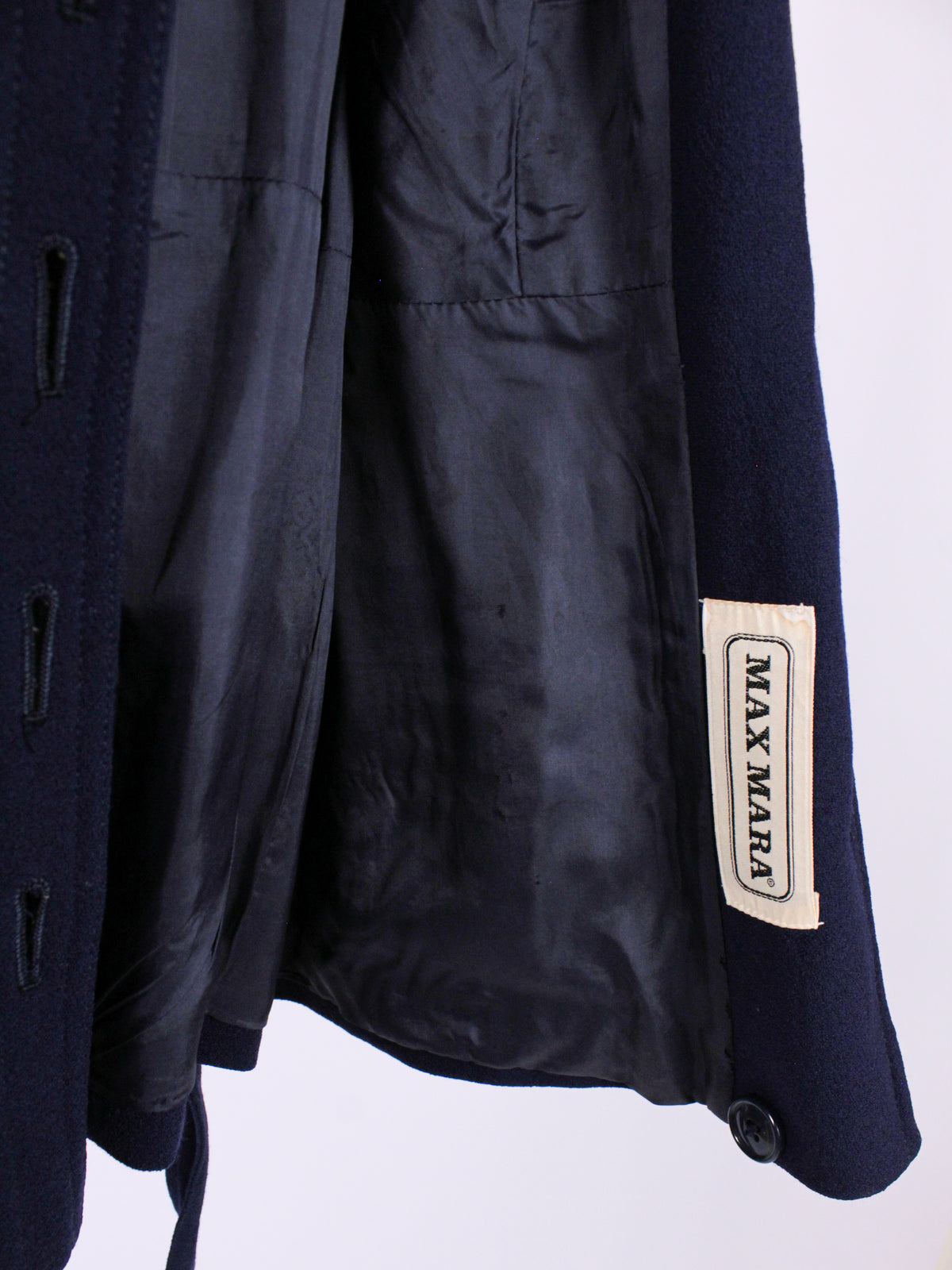 MAX MARA – Giacca vintage blu navy con cintura | Fine anni ’70