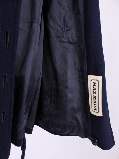 MAX MARA – Giacca vintage blu navy con cintura | Fine anni ’70