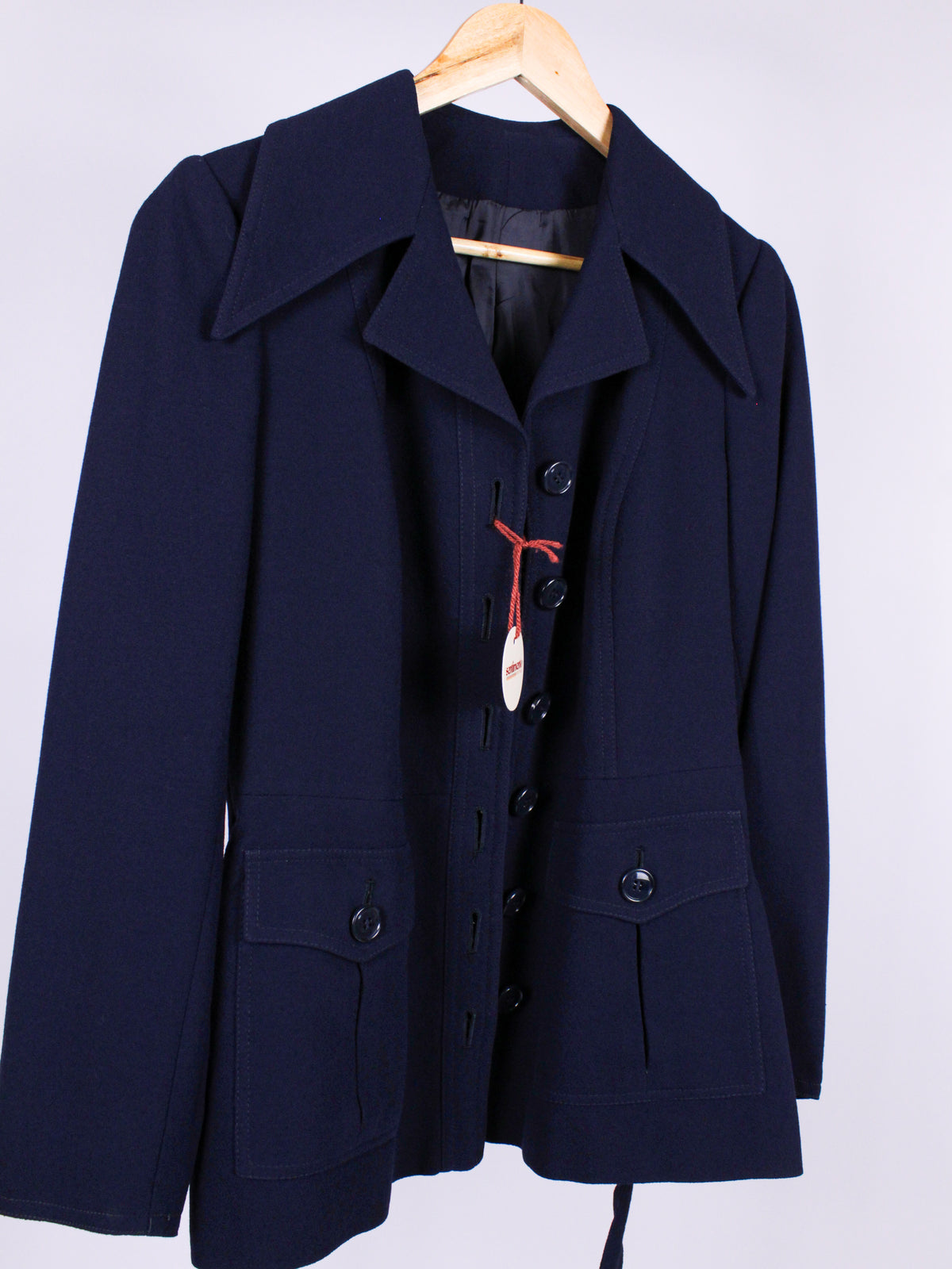 MAX MARA – Giacca vintage blu navy con cintura | Fine anni ’70