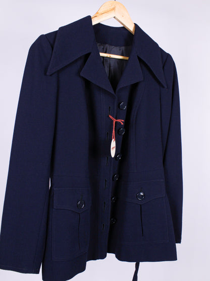 MAX MARA – Giacca vintage blu navy con cintura | Fine anni ’70