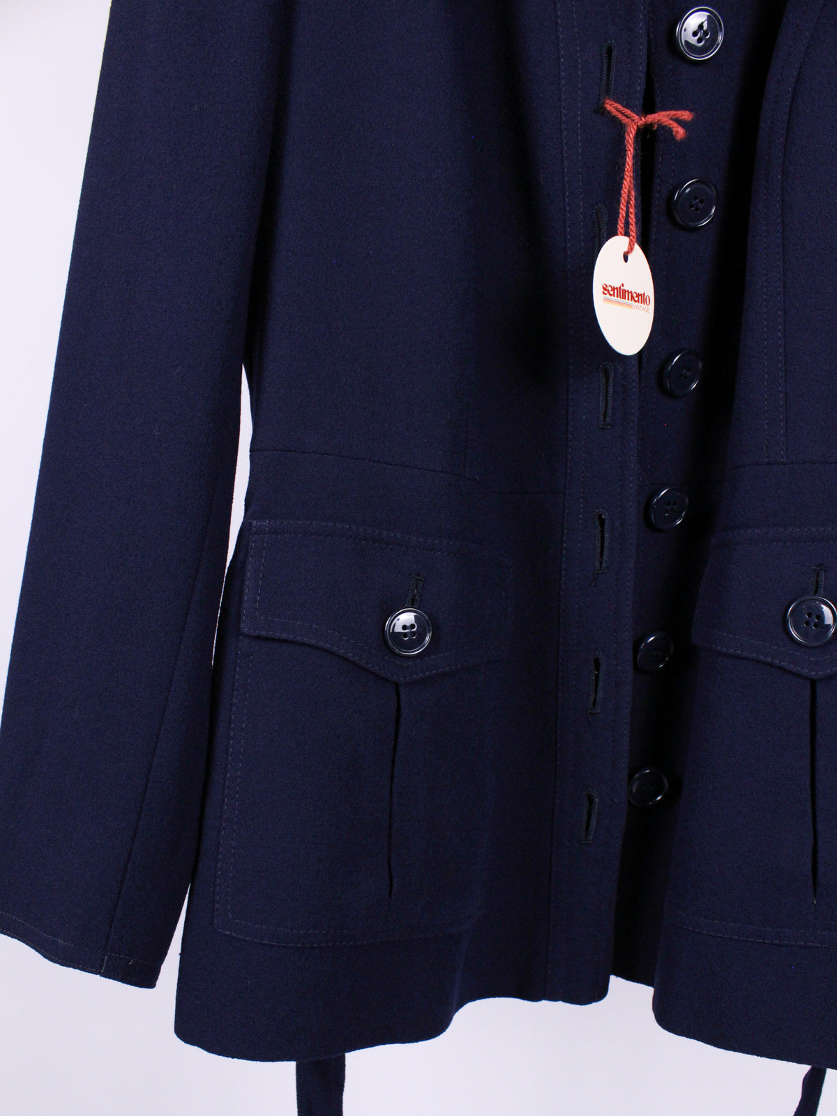 MAX MARA – Giacca vintage blu navy con cintura | Fine anni ’70