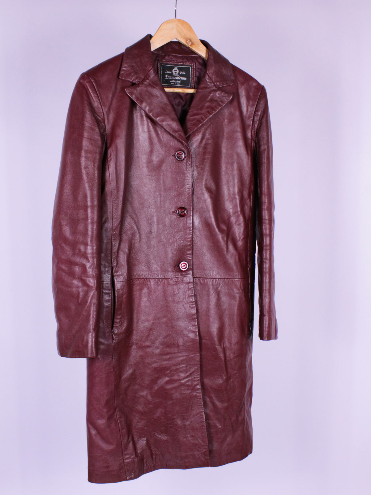 Trench Vintage in Vera Pelle Bordeaux – Made in Italy