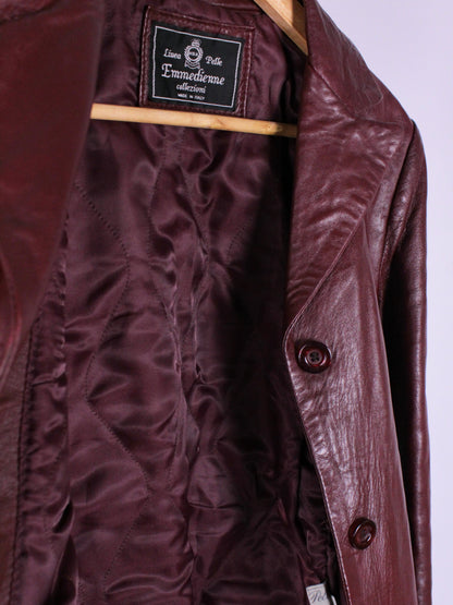Trench Vintage in Vera Pelle Bordeaux – Made in Italy