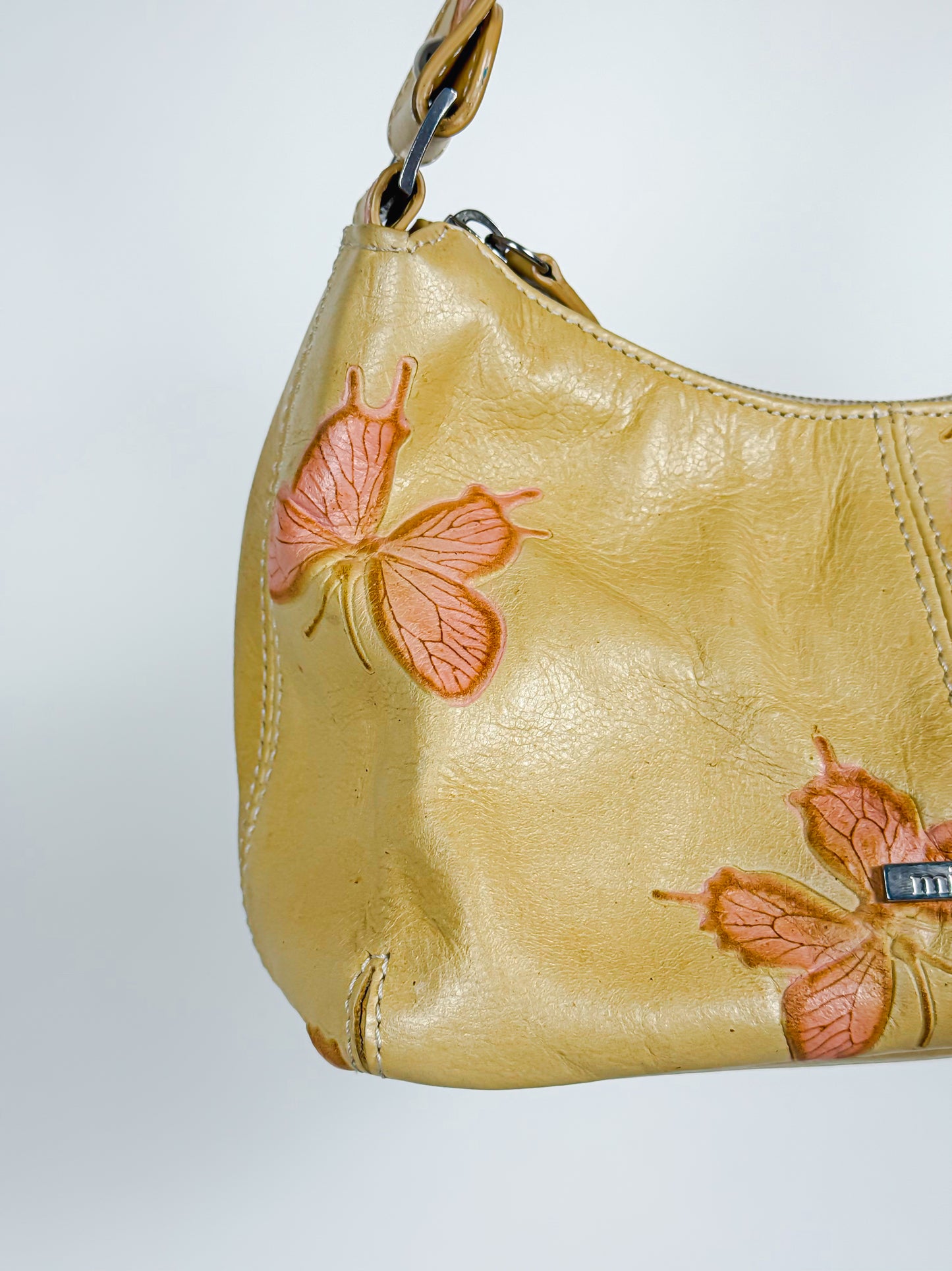 Borsa Mila Schön vintage Y2K in vera pelle con farfalle Made in Italy