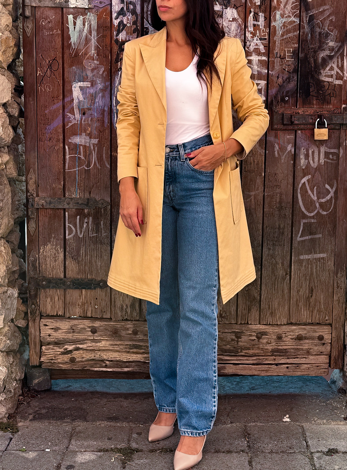 Trench vintage giallo pastello - Anni '90