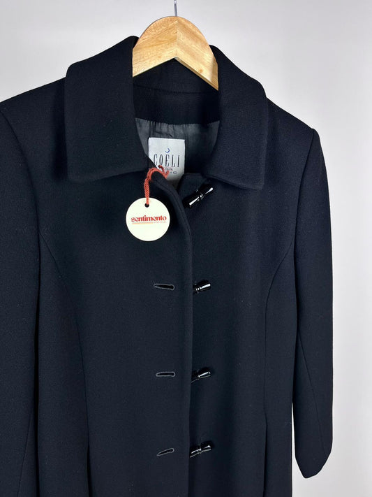 Cappotto Nero Lungo Donna Lana Vintage Made in Italy