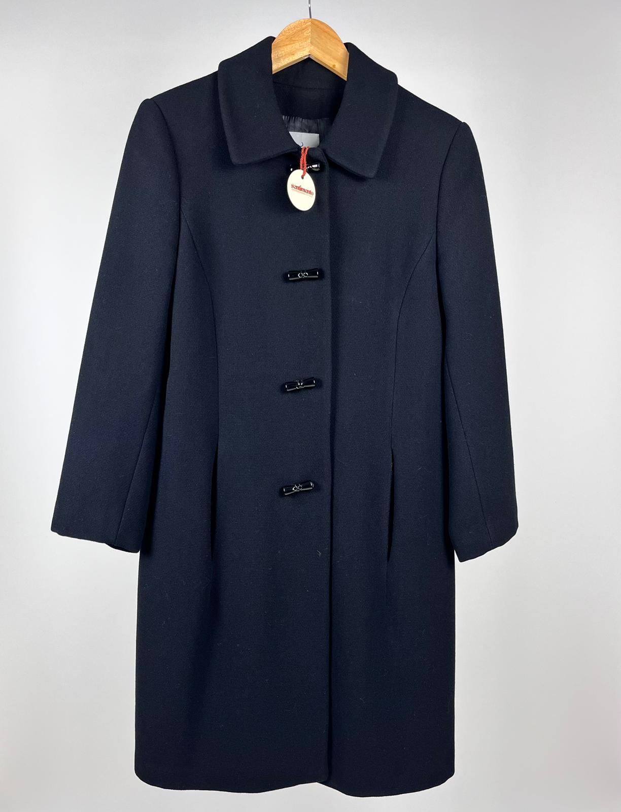 Cappotto Nero Lungo Donna Lana Vintage Made in Italy