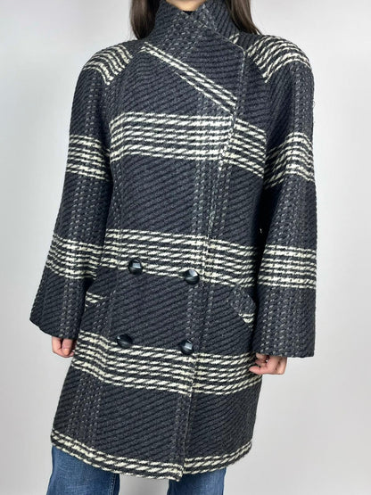 Cappotto Vintage Donna Fiorella Rubino 100% Lana Anni '90 Made in Italy