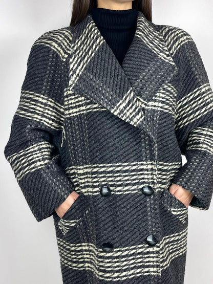 Cappotto Vintage Donna Fiorella Rubino 100% Lana Anni '90 Made in Italy