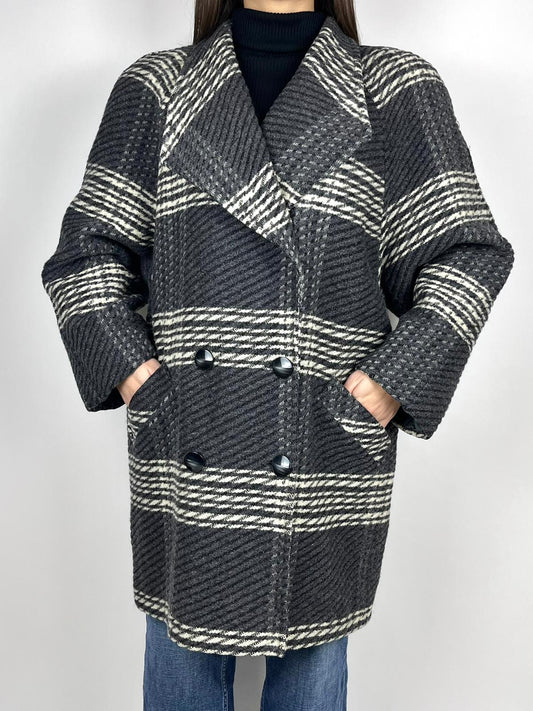 Cappotto Vintage Donna Fiorella Rubino 100% Lana Anni '90 Made in Italy