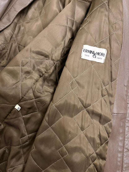 Giacca Vintage Donna Vera Pelle con Cintura Anni '80 Made in Italy