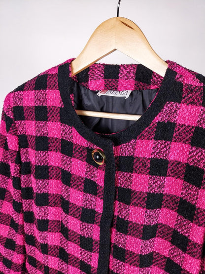 Giacca Vintage a Quadri Misto Lana Anni '90 Made in Italy