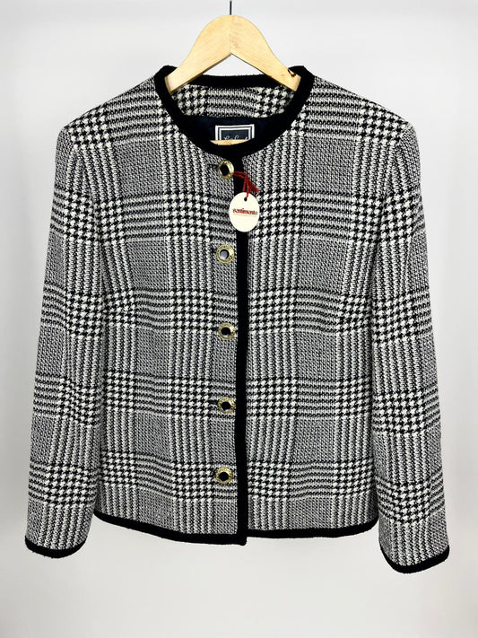 Blazer Vintage Luisa Spagnoli Anni '80 a Quadri Bianco e Nero