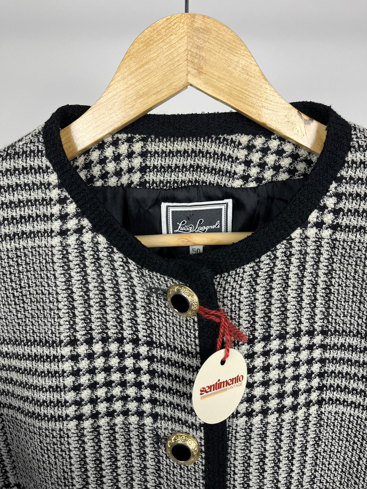 Blazer Vintage Luisa Spagnoli Anni '80 a Quadri Bianco e Nero