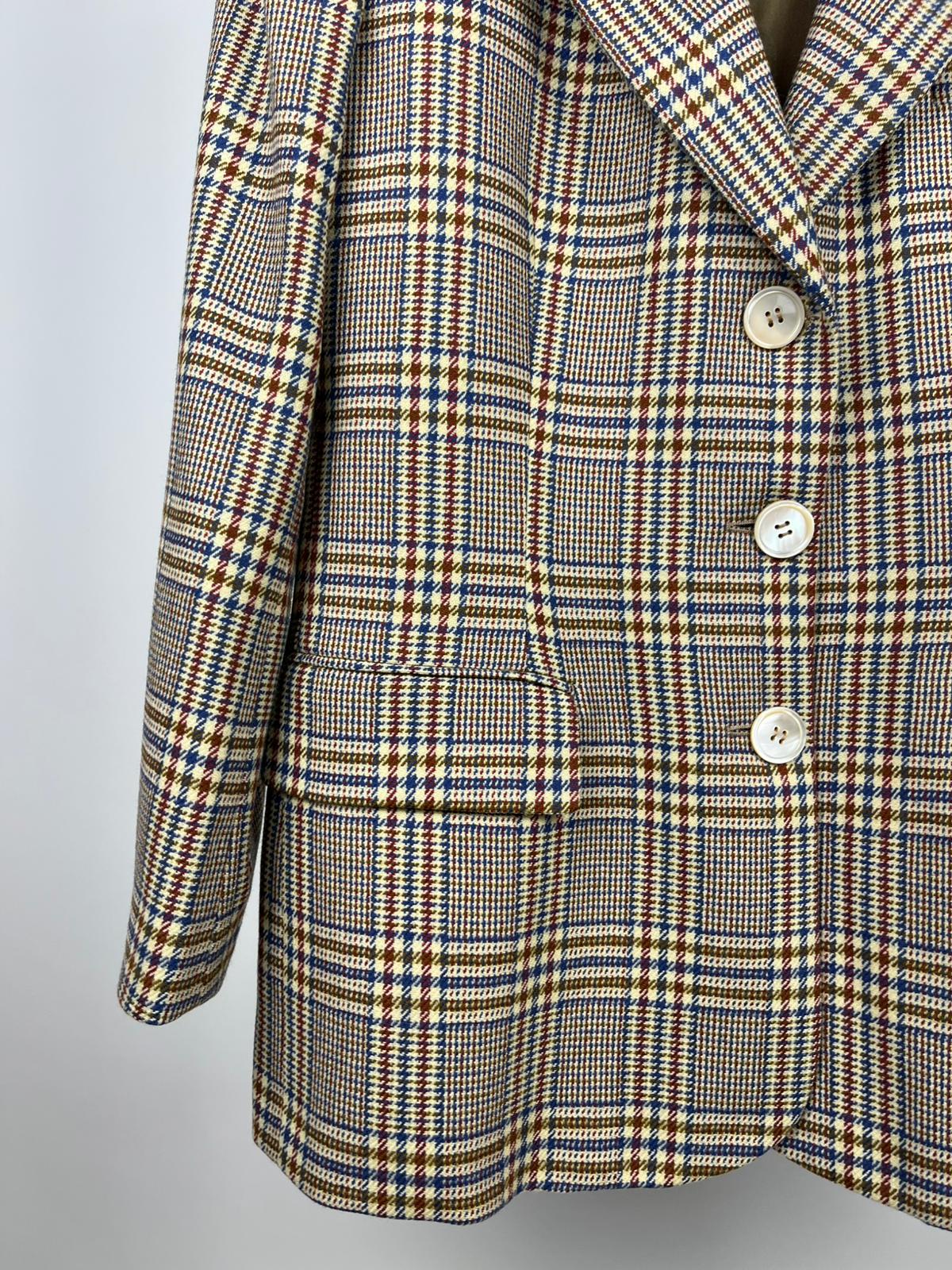 Blazer Vintage Donna Lana Quadri Beige Anni '90