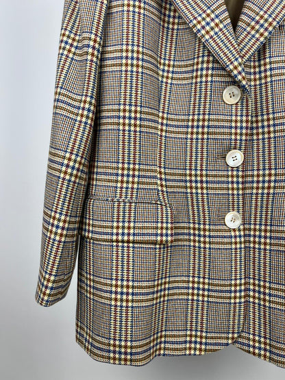 Blazer Vintage Donna Lana Quadri Beige Anni '90