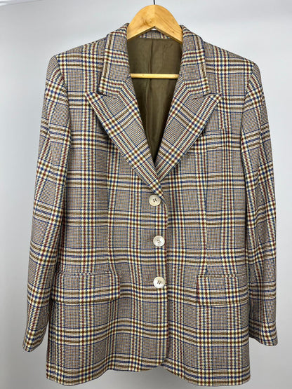 Blazer Vintage Donna Lana Quadri Beige Anni '90