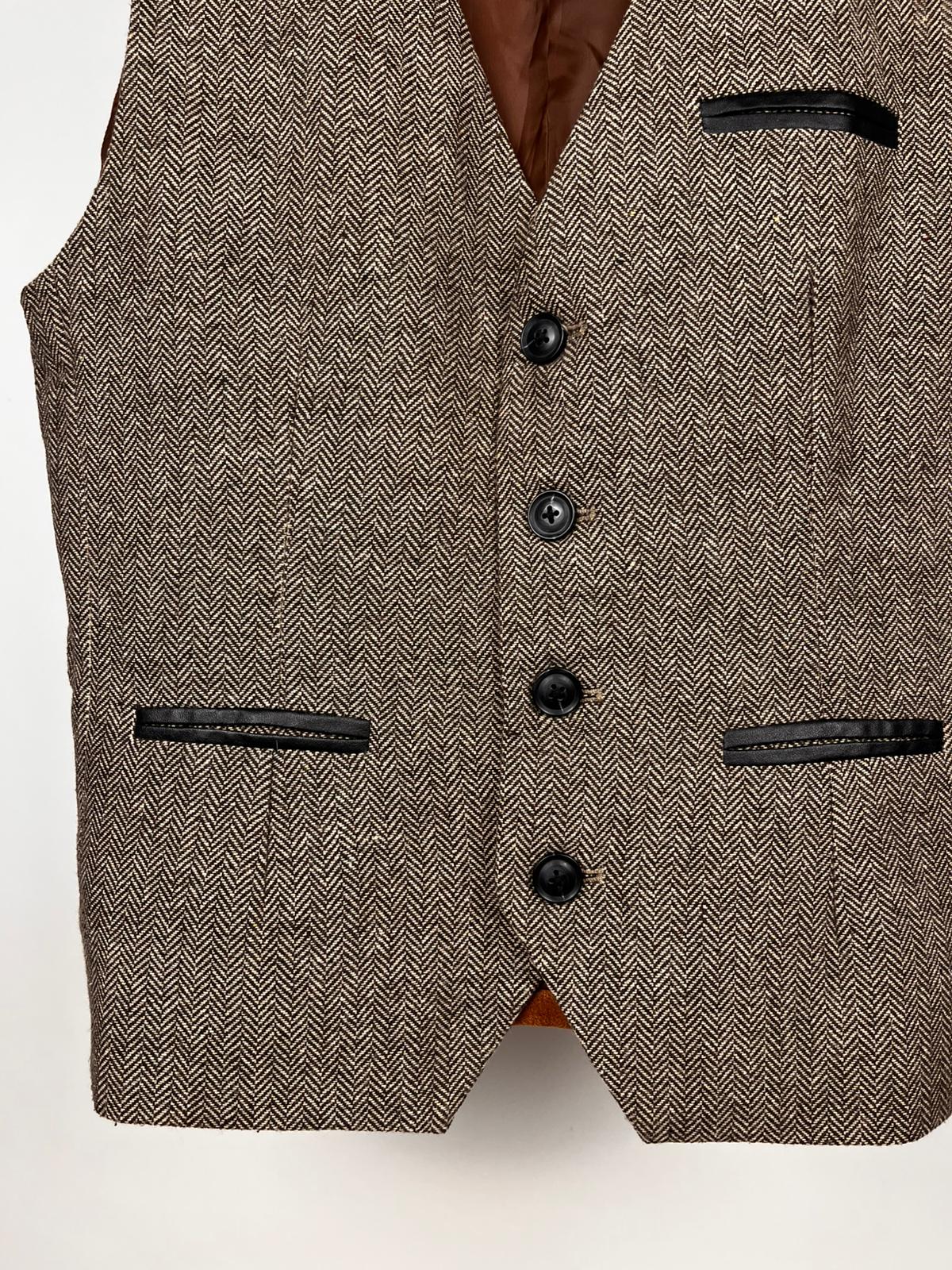 Gilet vintage in tweed spigato con retro scamosciato - anni ’90