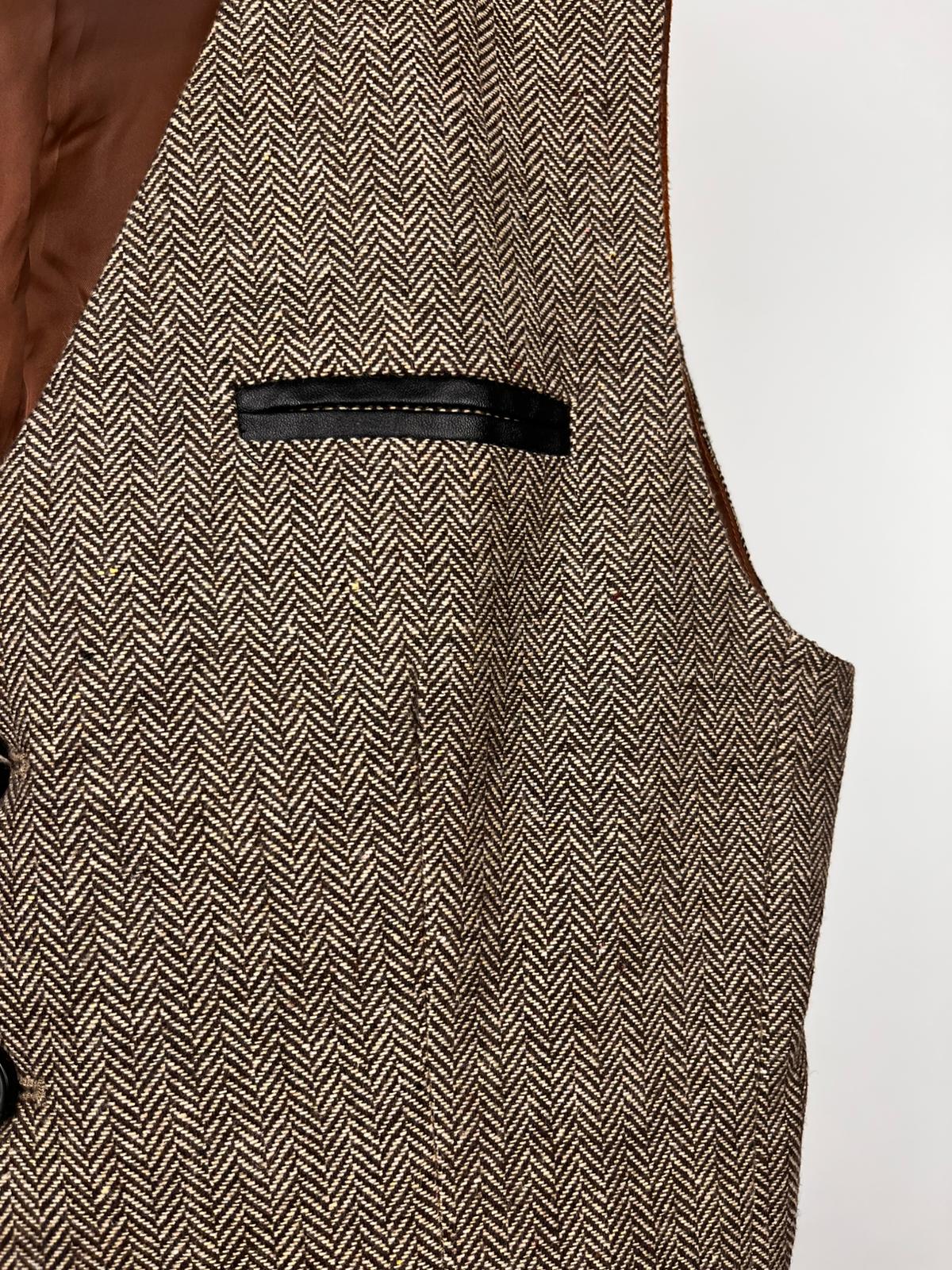 Gilet vintage in tweed spigato con retro scamosciato - anni ’90
