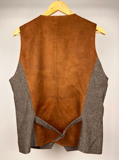 Gilet vintage in tweed spigato con retro scamosciato - anni ’90