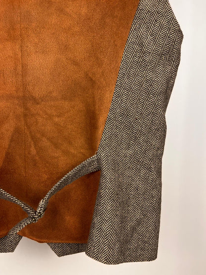 Gilet vintage in tweed spigato con retro scamosciato - anni ’90