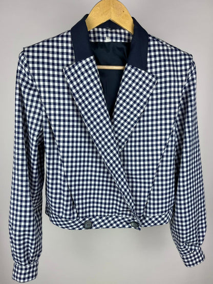 Giacca corta vintage donna vichy blu/bianco anni ’90